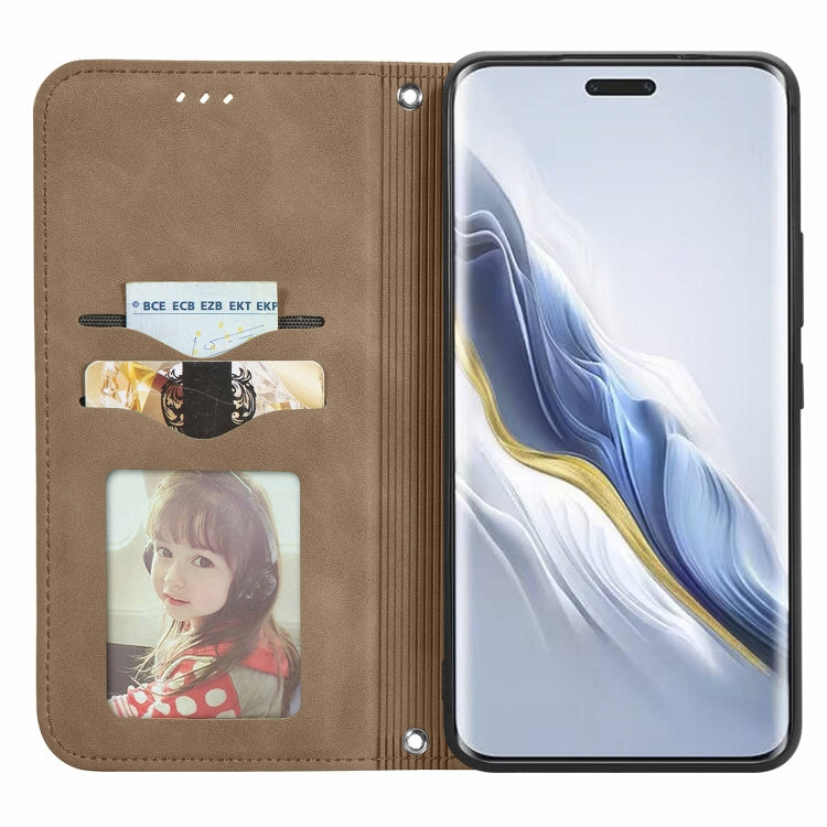 For Honor Magic6 Pro Retro Skin Feel Magnetic Flip Leather Phone Case(Brown)