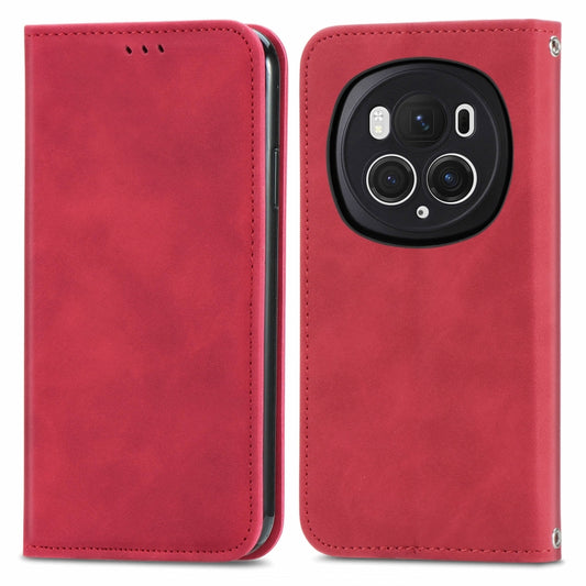 For Honor Magic6 Pro Retro Skin Feel Magnetic Flip Leather Phone Case(Red)