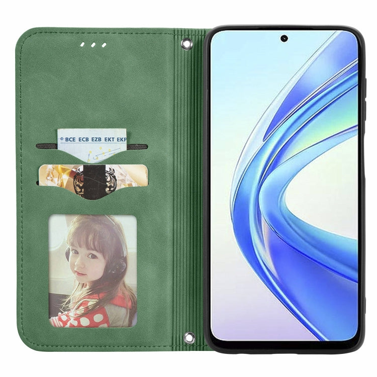 For Honor X7b Retro Skin Feel Magnetic Flip Leather Phone Case(Green)