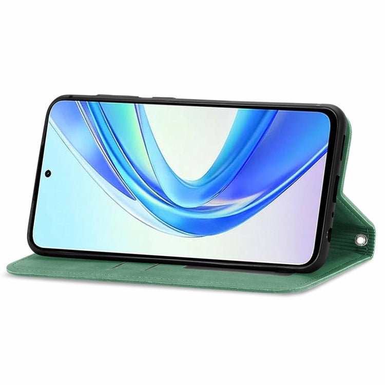 For Honor X7b Retro Skin Feel Magnetic Flip Leather Phone Case(Green)