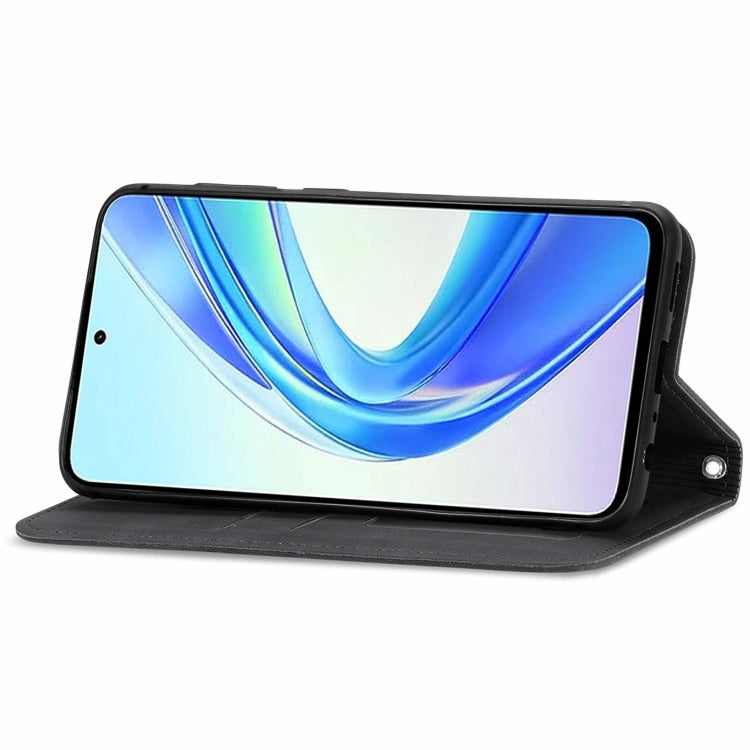 For Honor X7b Retro Skin Feel Magnetic Flip Leather Phone Case(Black)