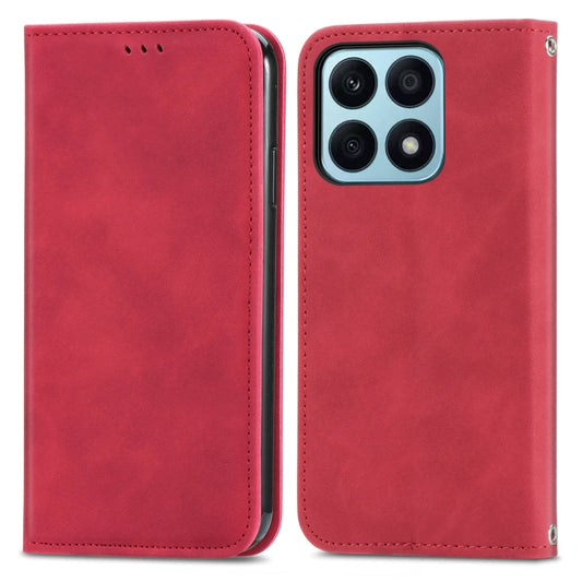 For Honor X8b Retro Skin Feel Magnetic Flip Leather Phone Case(Red)
