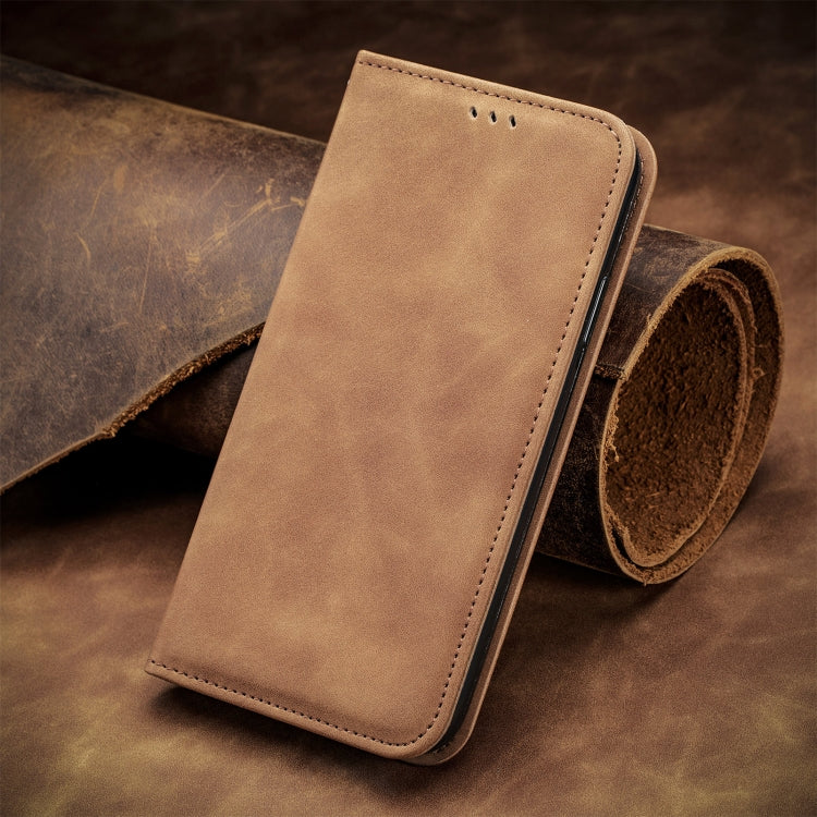 For Honor X9b Retro Skin Feel Magnetic Flip Leather Phone Case(Brown)
