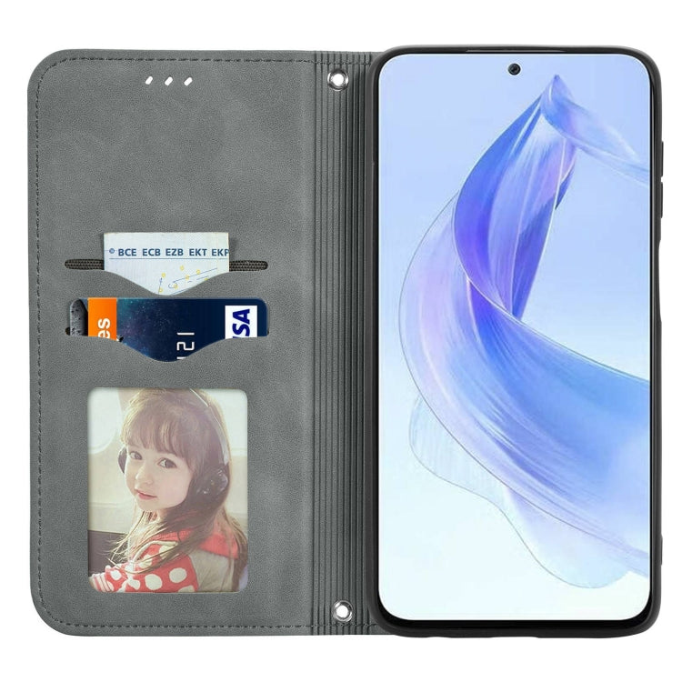 For Honor X50i Retro Skin Feel Magnetic Flip Leather Phone Case(Grey)