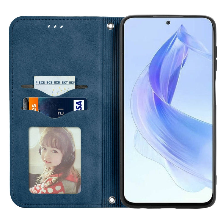 For Honor X50i Retro Skin Feel Magnetic Flip Leather Phone Case(Blue)