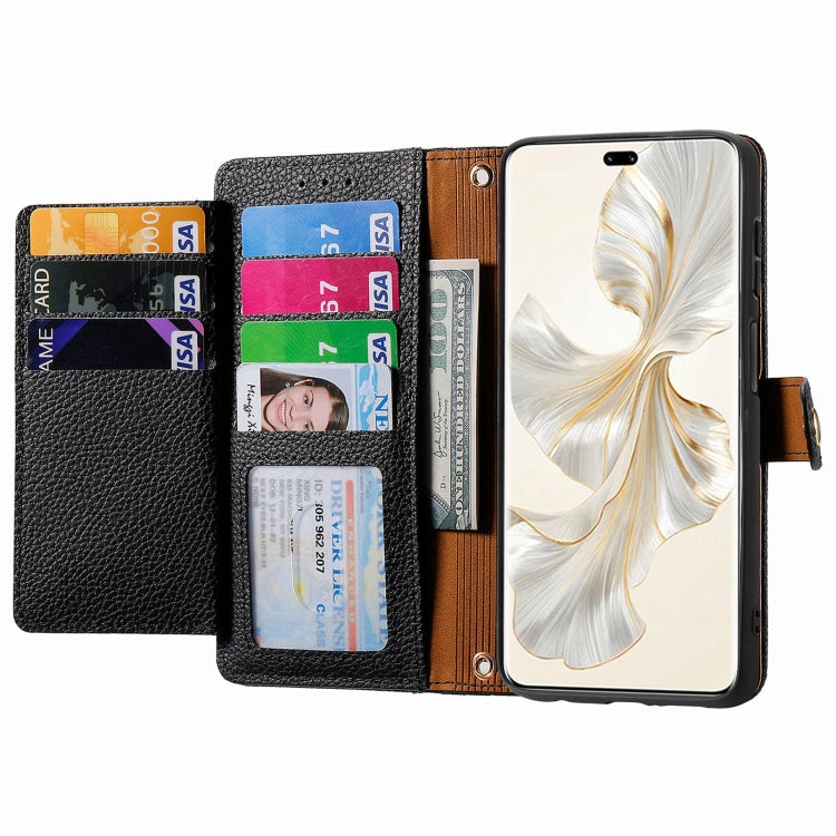 For Honor 100 Pro 5G Love Zipper Lanyard Leather Phone Case(Black)