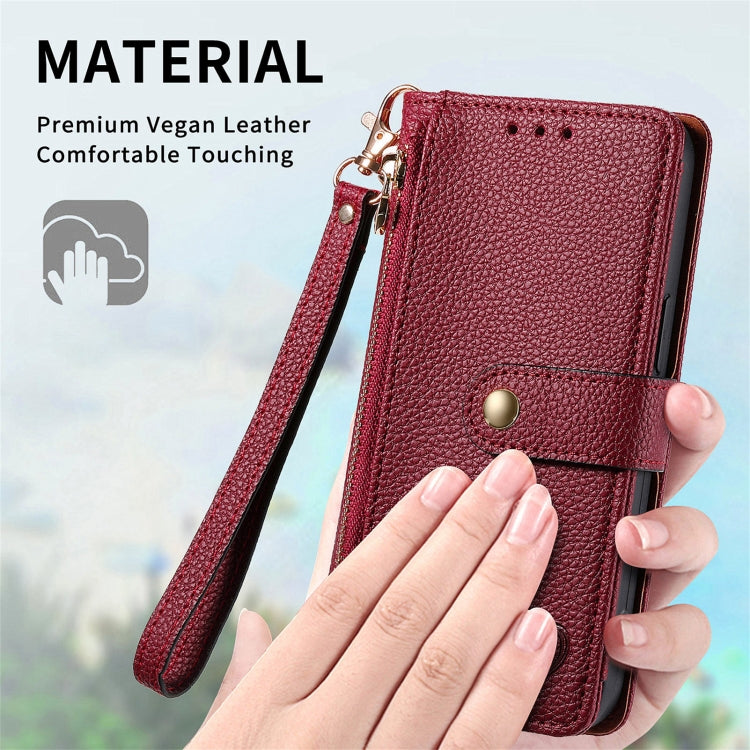 For Honor 100 Pro 5G Love Zipper Lanyard Leather Phone Case(Red)