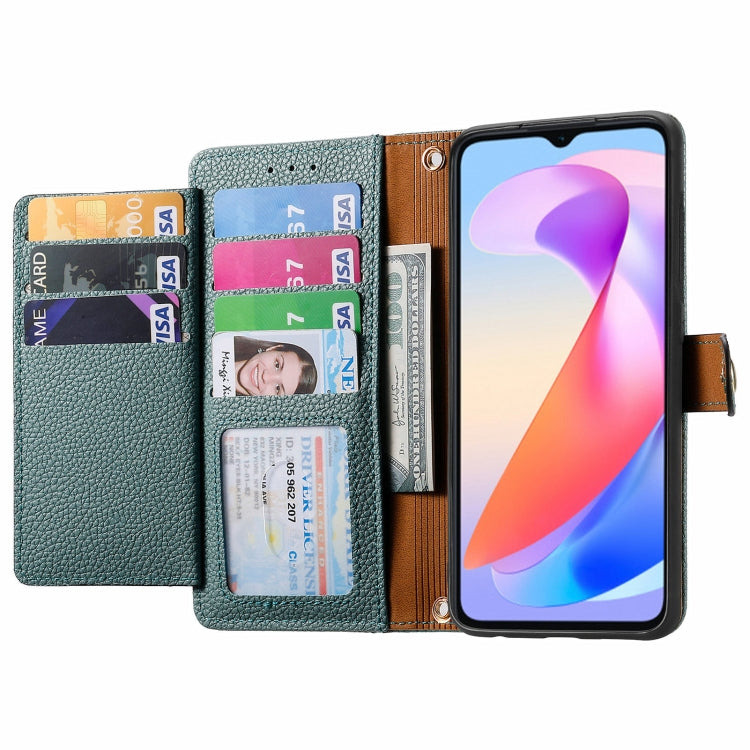 For Honor X6a Love Zipper Lanyard Leather Phone Case(Green)