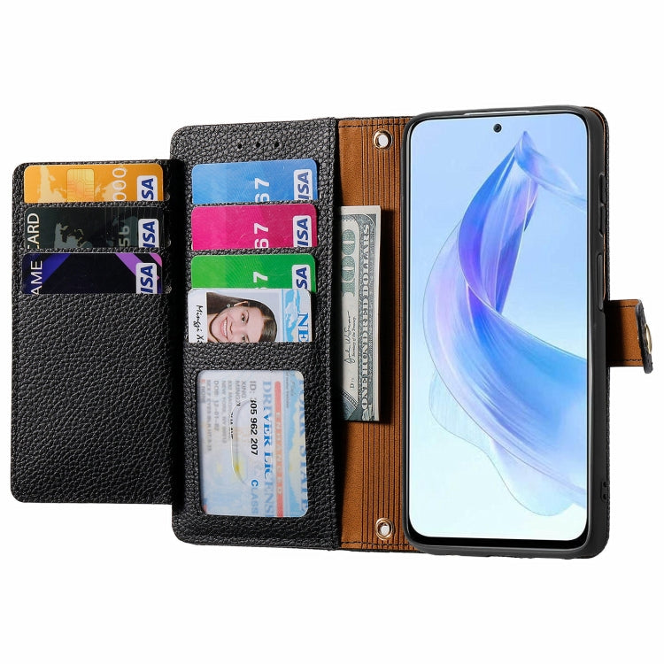 For Honor X50i Love Zipper Lanyard Leather Phone Case(Black)