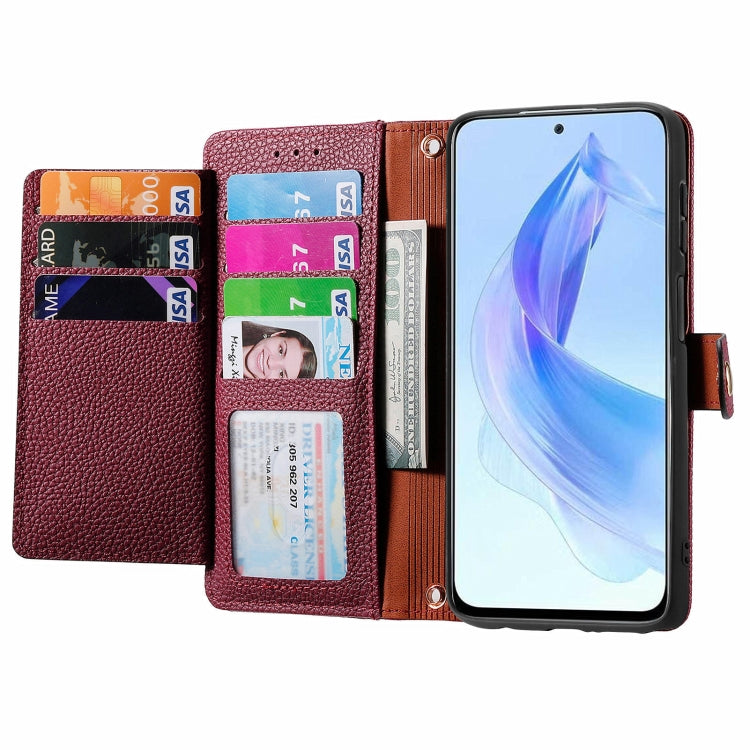 For Honor X50i Love Zipper Lanyard Leather Phone Case(Red)