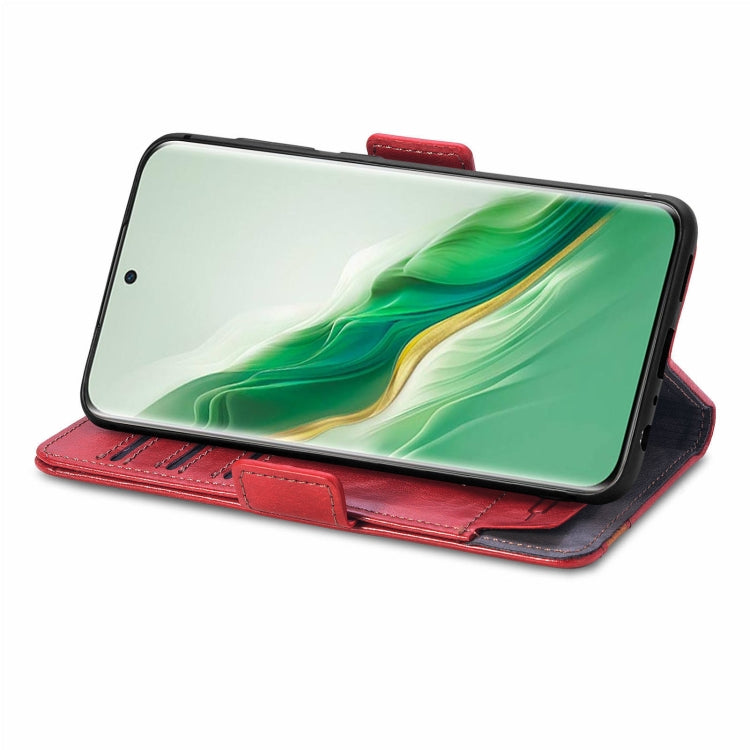 FOr Honor Magic6 CaseNeo Splicing Dual Magnetic Buckle Leather Phone Case(Red)