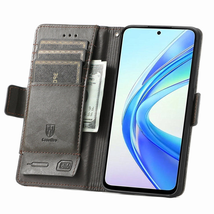 For Honor X7B CaseNeo Splicing Dual Magnetic Buckle Leather Phone Case(Gray)