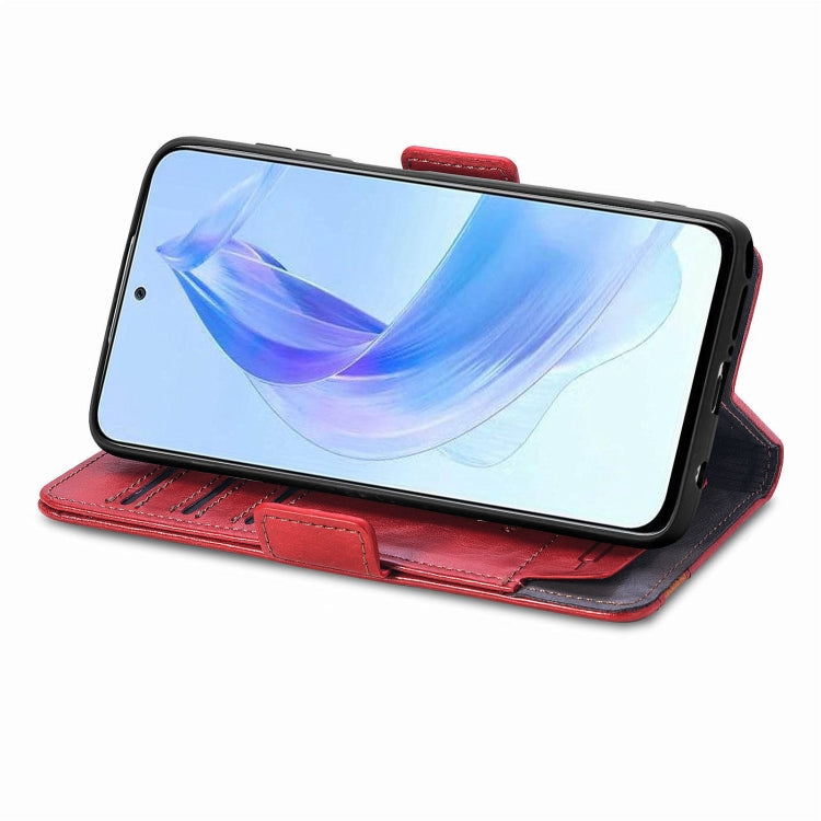 For Honor X50i CaseNeo Splicing Dual Magnetic Buckle Leather Phone Case(Red)