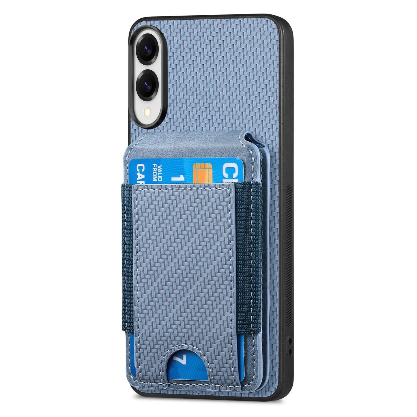 For Samsung Galaxy S25 Edge 5G Carbon Fiber Vertical Flip Wallet Stand Phone Case(Blue)