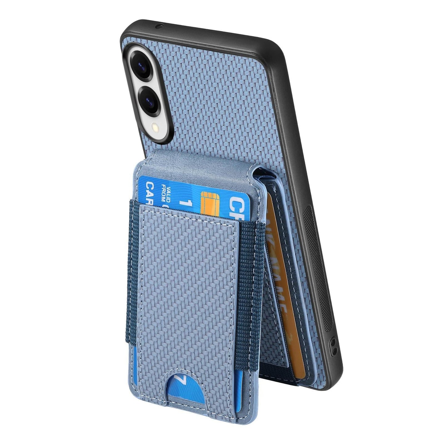 For Samsung Galaxy S25 Edge 5G Carbon Fiber Vertical Flip Wallet Stand Phone Case(Blue)