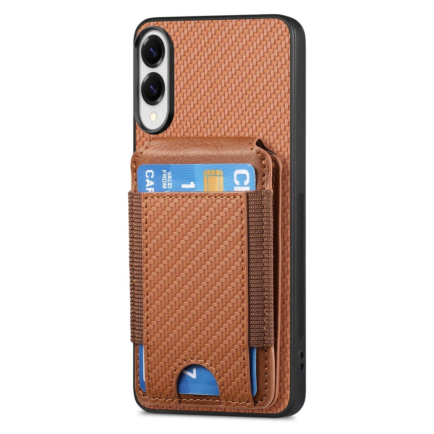 For Samsung Galaxy S25 Edge 5G Carbon Fiber Vertical Flip Wallet Stand Phone Case(Brown)