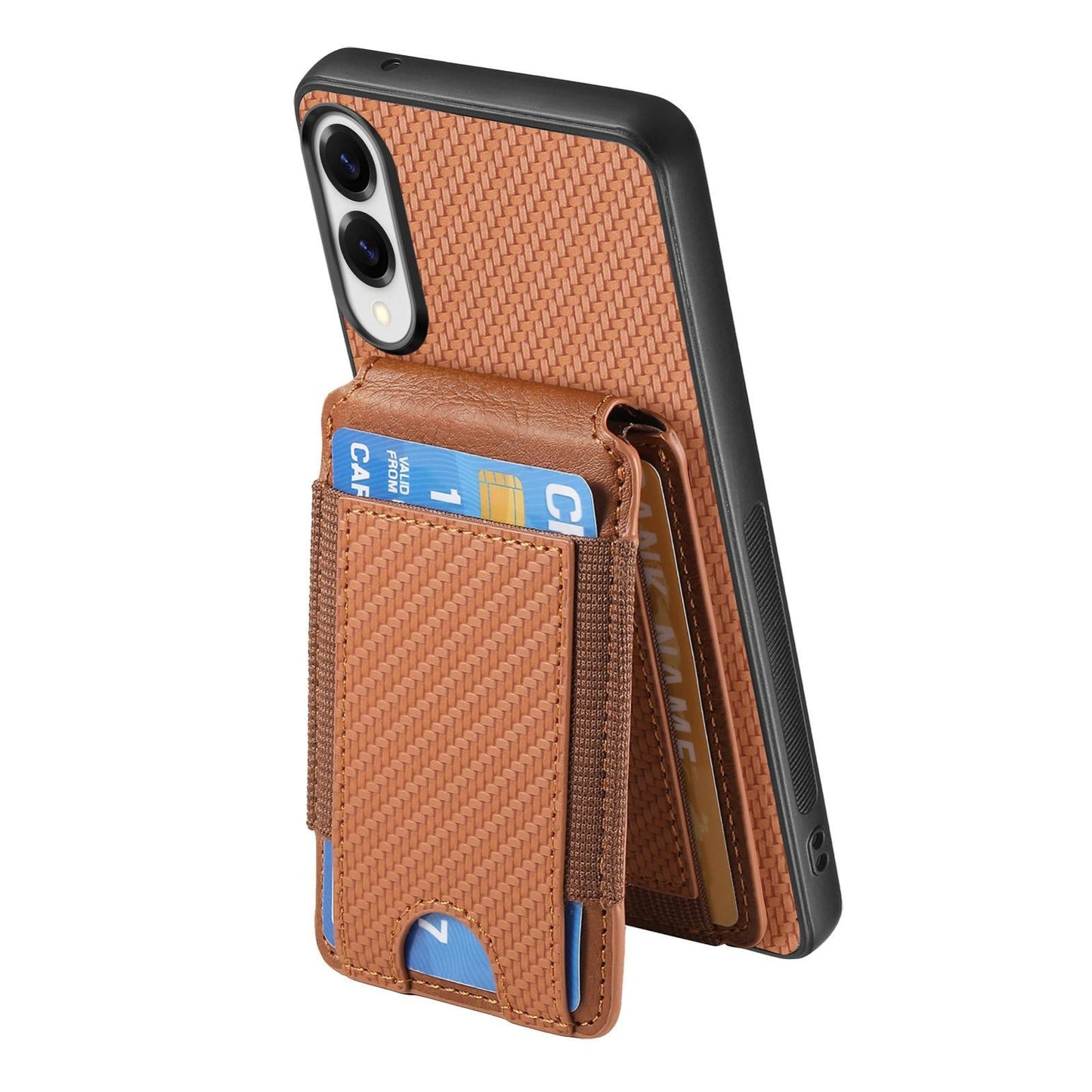 For Samsung Galaxy S25 Edge 5G Carbon Fiber Vertical Flip Wallet Stand Phone Case(Brown)