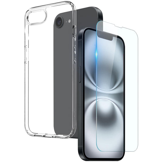 For iPhone 16e NORTHJO 2 in 1 TPU Phone Case Screen Protector Tempered Glass Film(Clear)