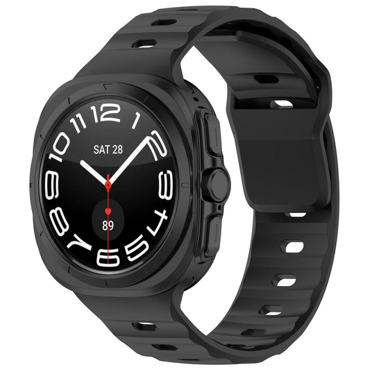 For Samsung Galaxy Watch Ultra 47mm Solid Color Reverse Buckle Silicone Watch Band(Black)