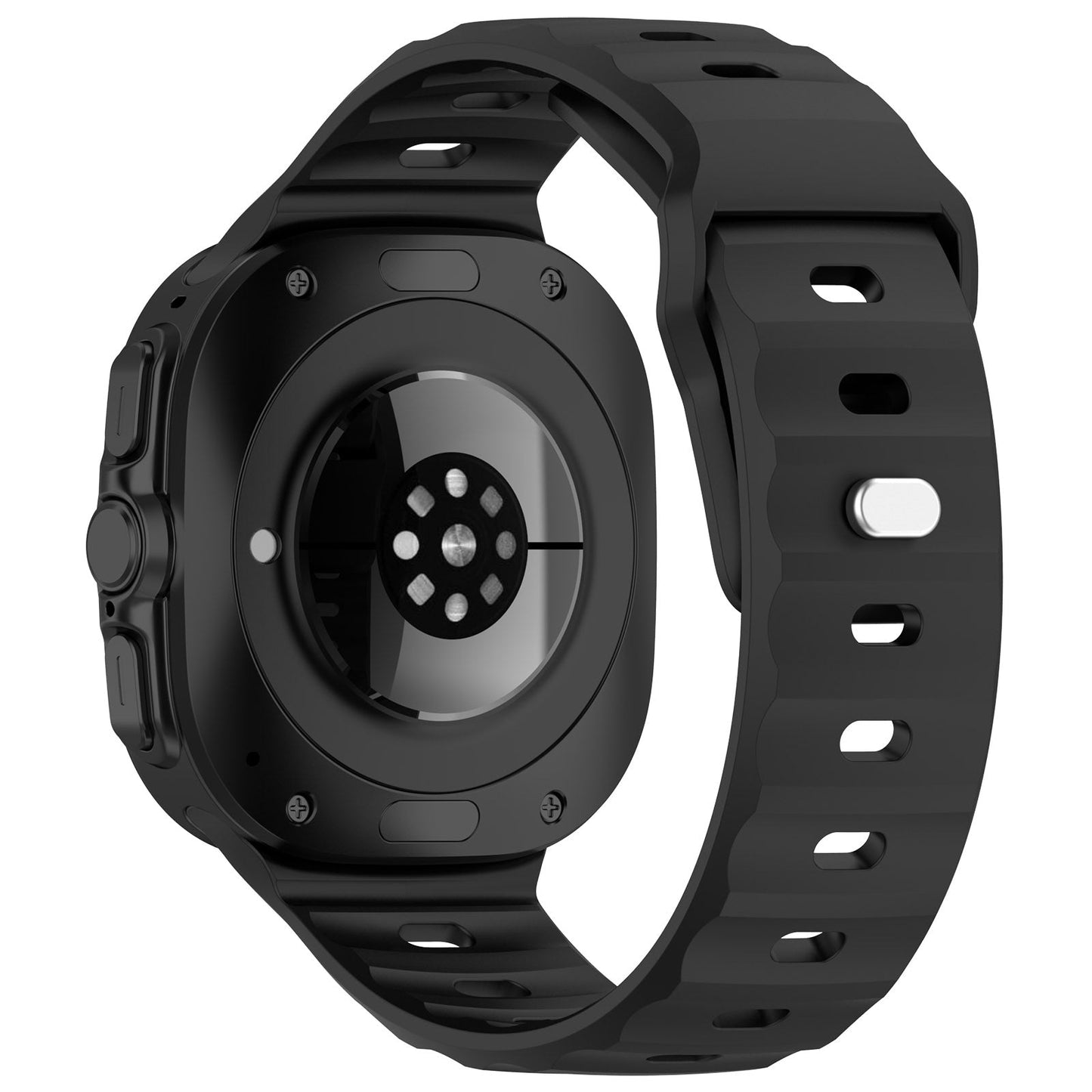 For Samsung Galaxy Watch Ultra 47mm Solid Color Reverse Buckle Silicone Watch Band(Black)