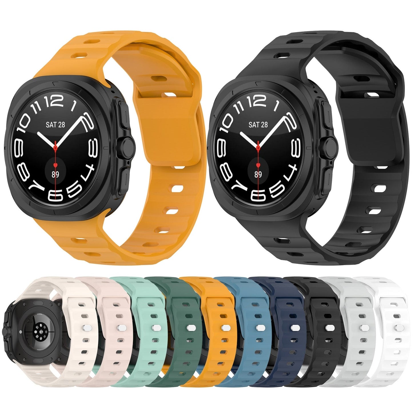 For Samsung Galaxy Watch Ultra 47mm Solid Color Reverse Buckle Silicone Watch Band(Black)