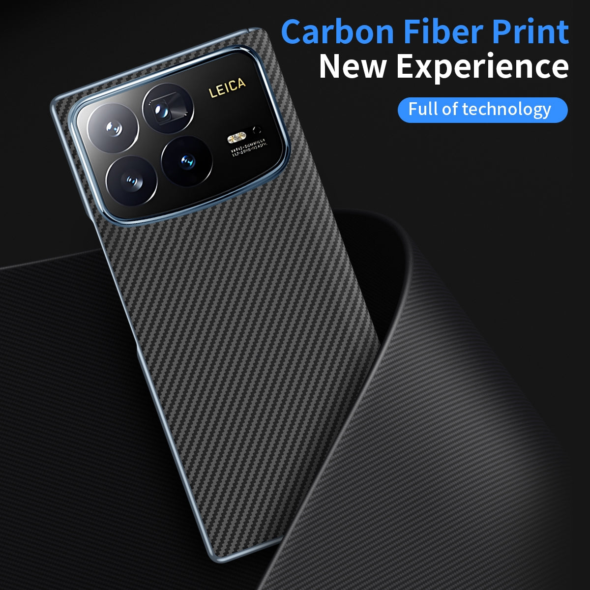 For Xiaomi MIX Fold 4 Electroplated Carbon Fiber Pattern Folding Phone Case with Hinge(Black)