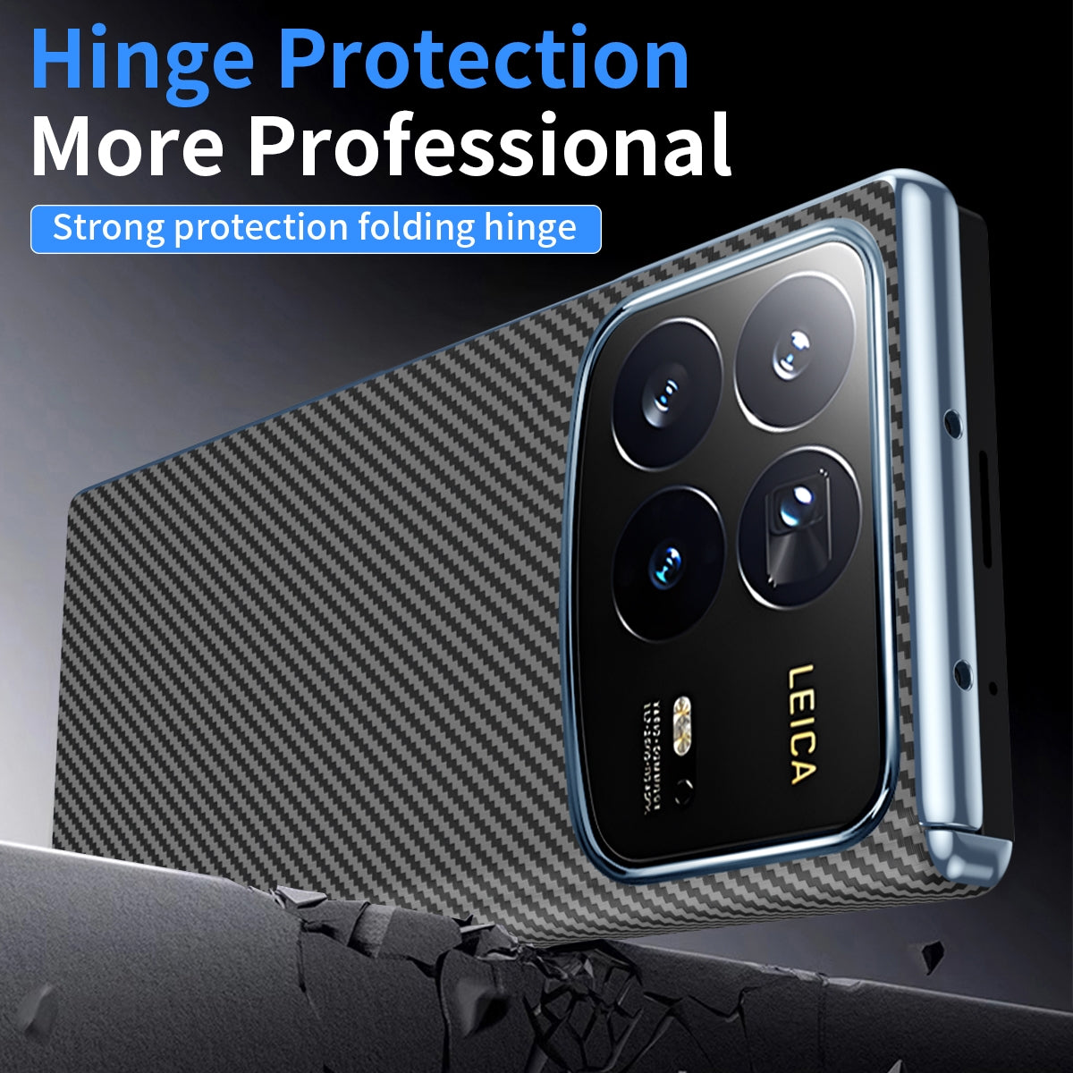 For Xiaomi MIX Fold 4 Electroplated Carbon Fiber Pattern Folding Phone Case with Hinge(Black)