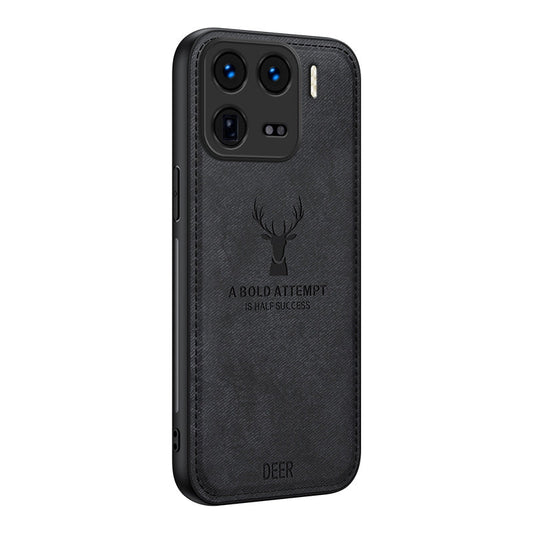 For Xiaomi 15 Deer Head Cloth Skin All-inclusive Phone Case(Black)