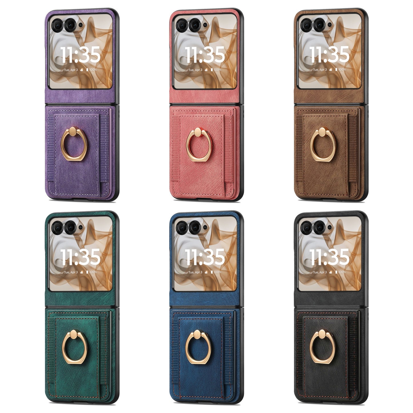 For Motorola Razr 50 Ultra Retro Skin-feel Ring Card Bag Phone Case(Brown)