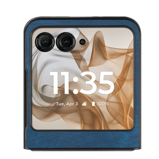 For Motorola Razr 50 Ultra Vintage Leather PC Back Cover Phone Case(Blue)