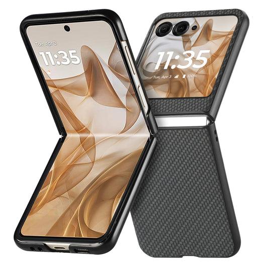 For Motorola Razr 50 Ultra Carbon Fiber Texture Leather Back Phone Case(Black)
