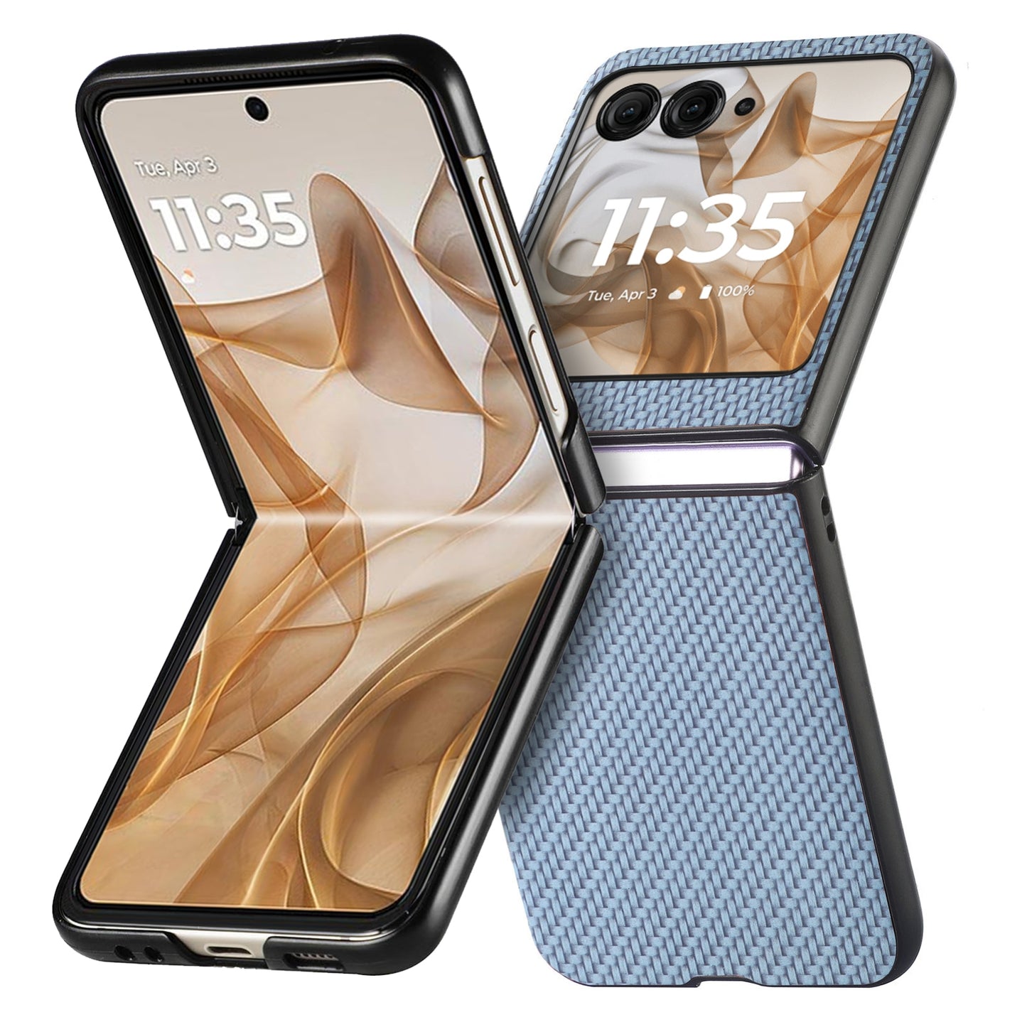 For Motorola Razr 50 Ultra Carbon Fiber Texture Leather Back Phone Case(Blue)