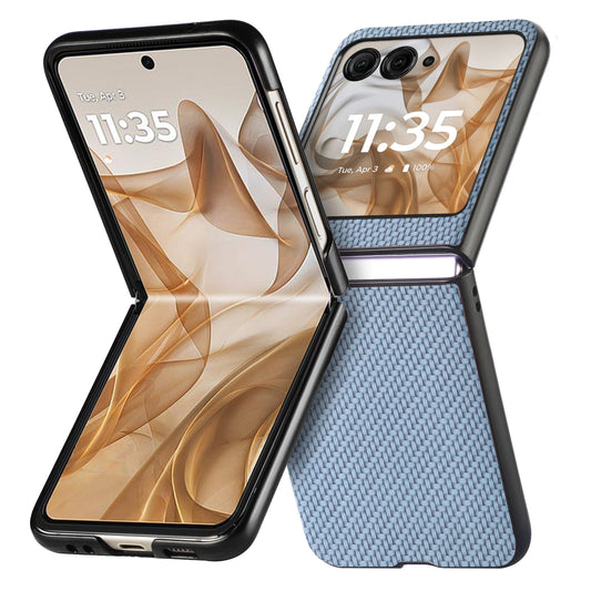 For Motorola Razr 50 Ultra Carbon Fiber Texture Leather Back Phone Case(Blue)