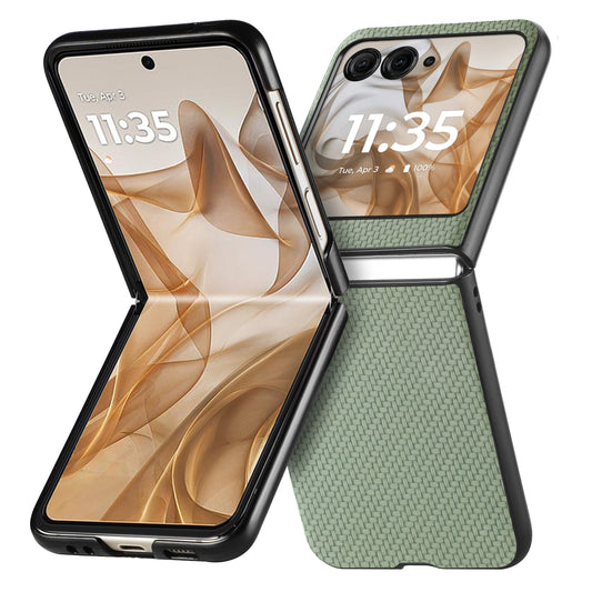 For Motorola Razr 50 Ultra Carbon Fiber Texture Leather Back Phone Case(Green)