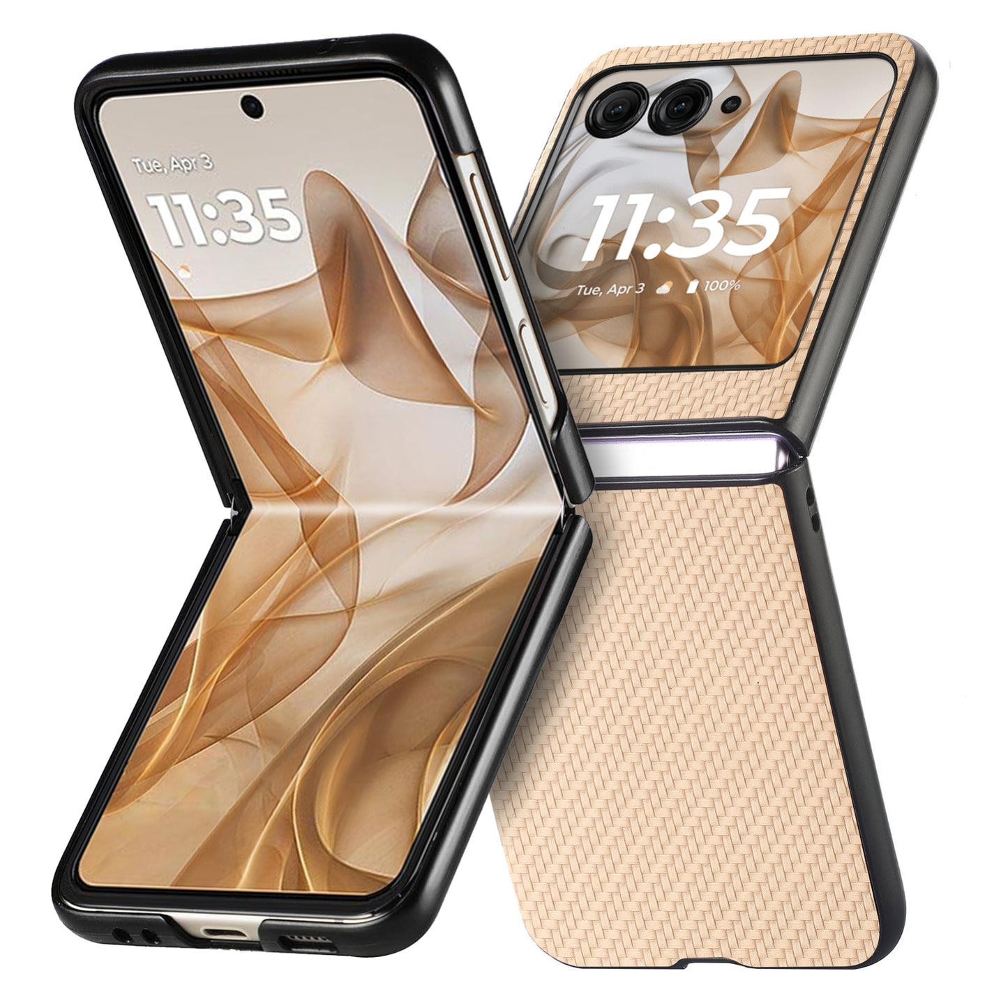 For Motorola Razr 50 Ultra Carbon Fiber Texture Leather Back Phone Case(Khaki)