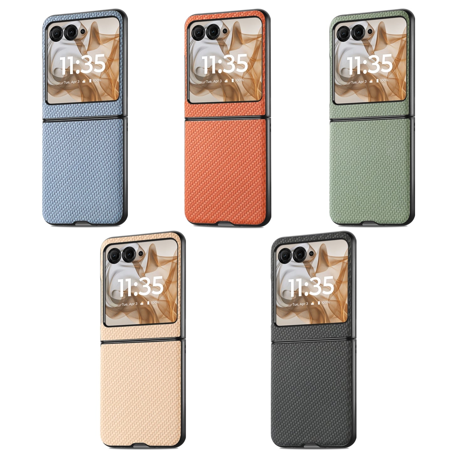For Motorola Razr 50 Ultra Carbon Fiber Texture Leather Back Phone Case(Khaki)