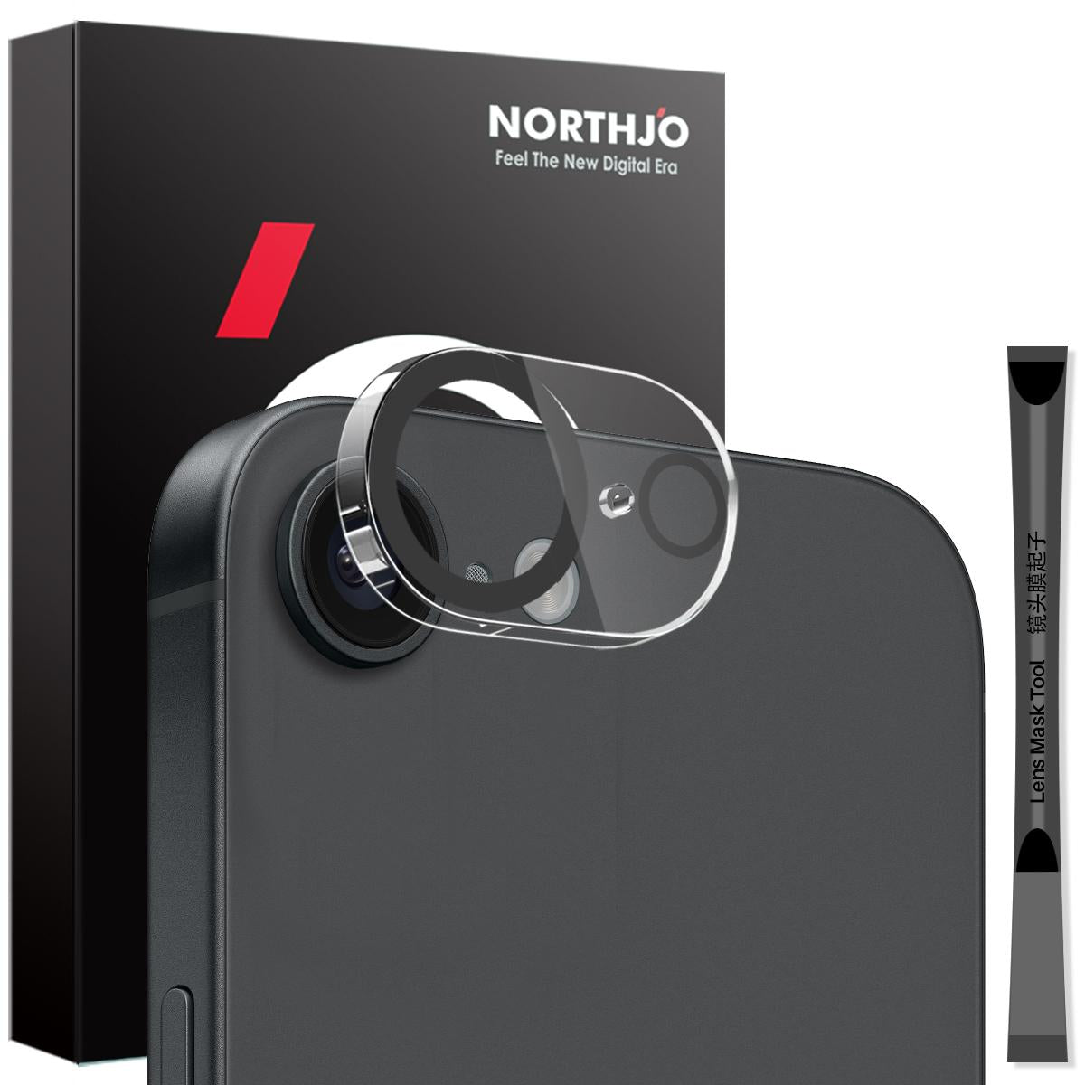 For iPhone 16e NORTHJO Camera Lens Protector 3D Night Shot Tempered Glass Film(Black)