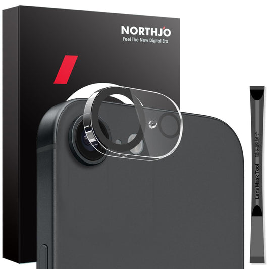 For iPhone 16e NORTHJO Camera Lens Protector 3D Night Shot Tempered Glass Film(Black)