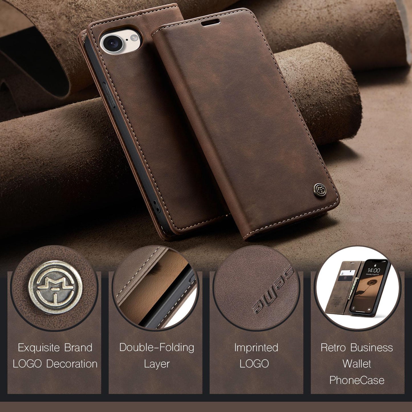 For iPhone 16e CaseMe 013 Multifunctional Horizontal Flip Leather Phone Case(Coffee)