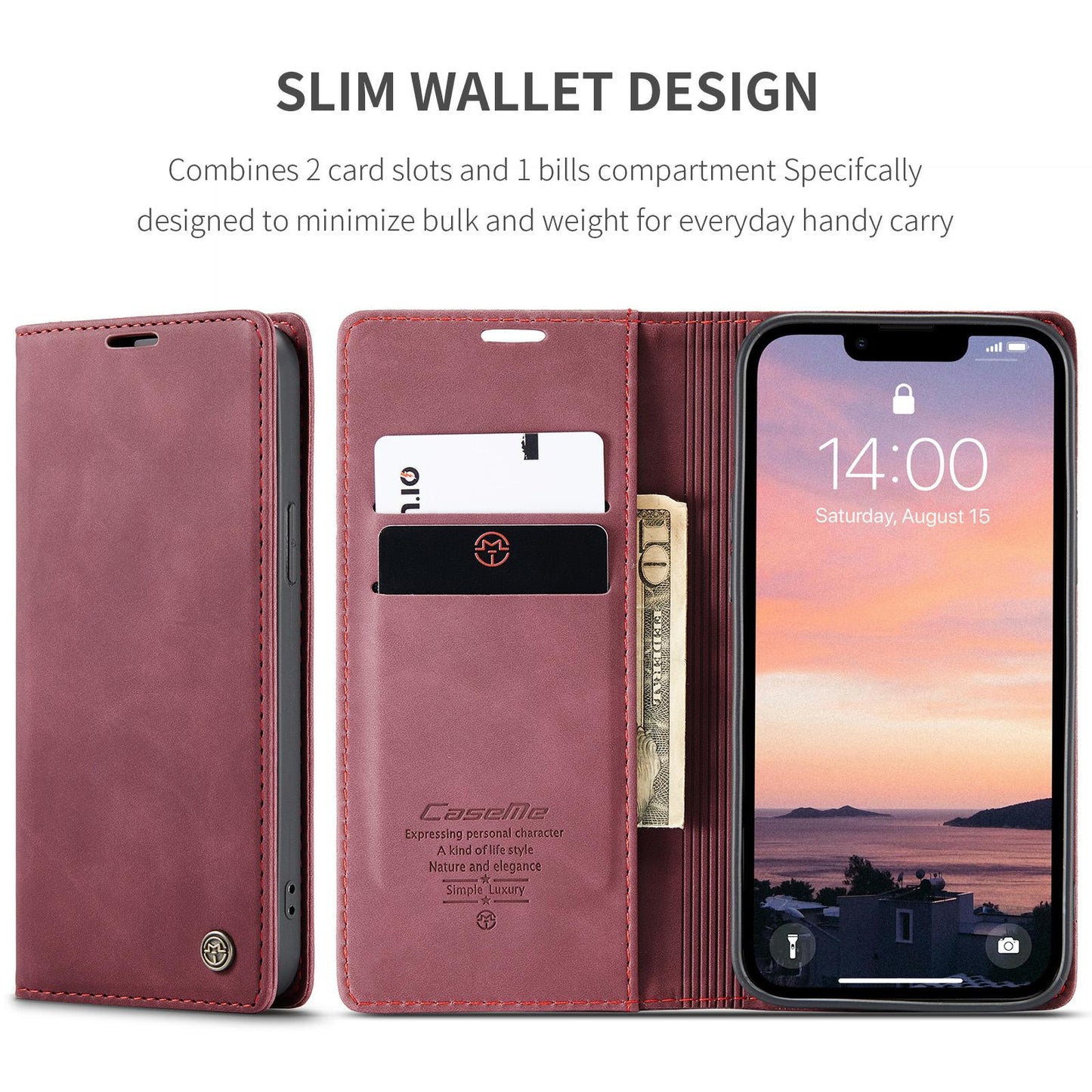 For iPhone 16e CaseMe 013 Multifunctional Horizontal Flip Leather Phone Case(Red)