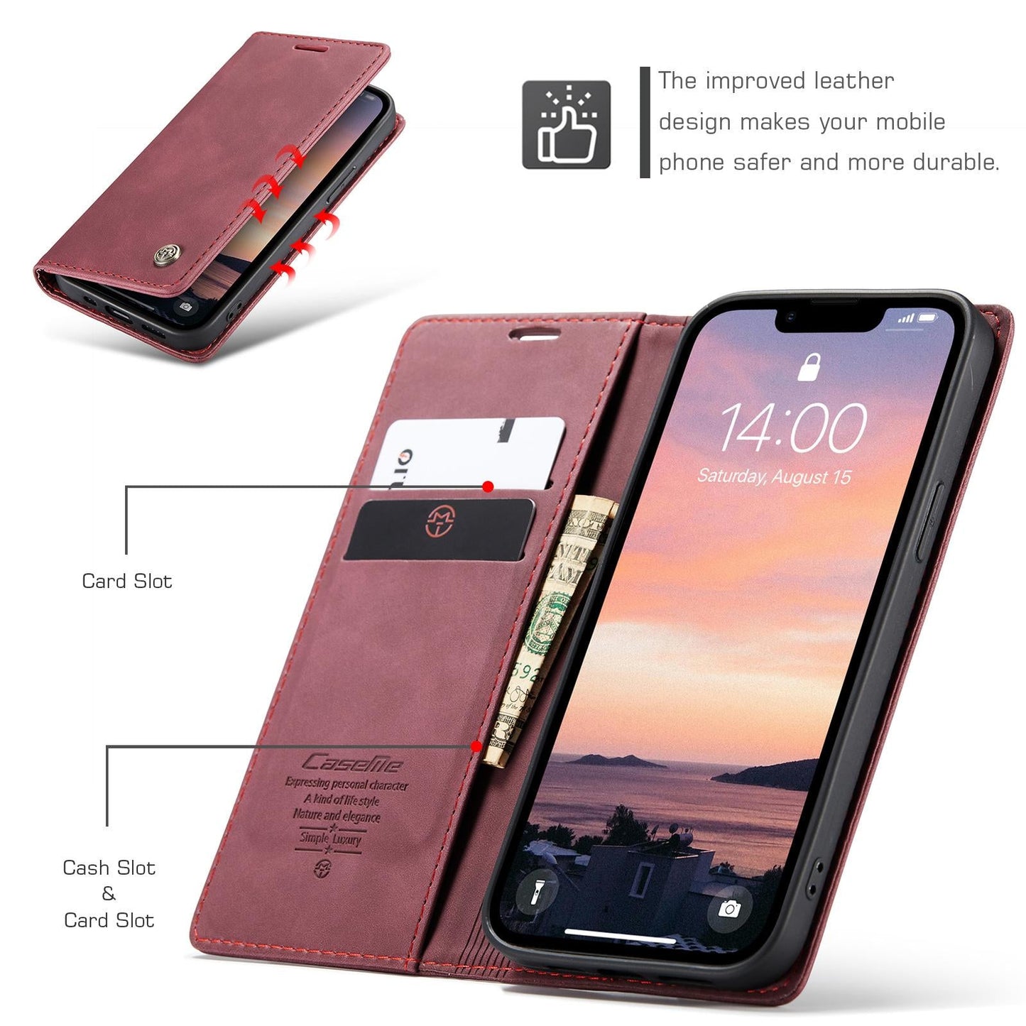 For iPhone 16e CaseMe 013 Multifunctional Horizontal Flip Leather Phone Case(Red)