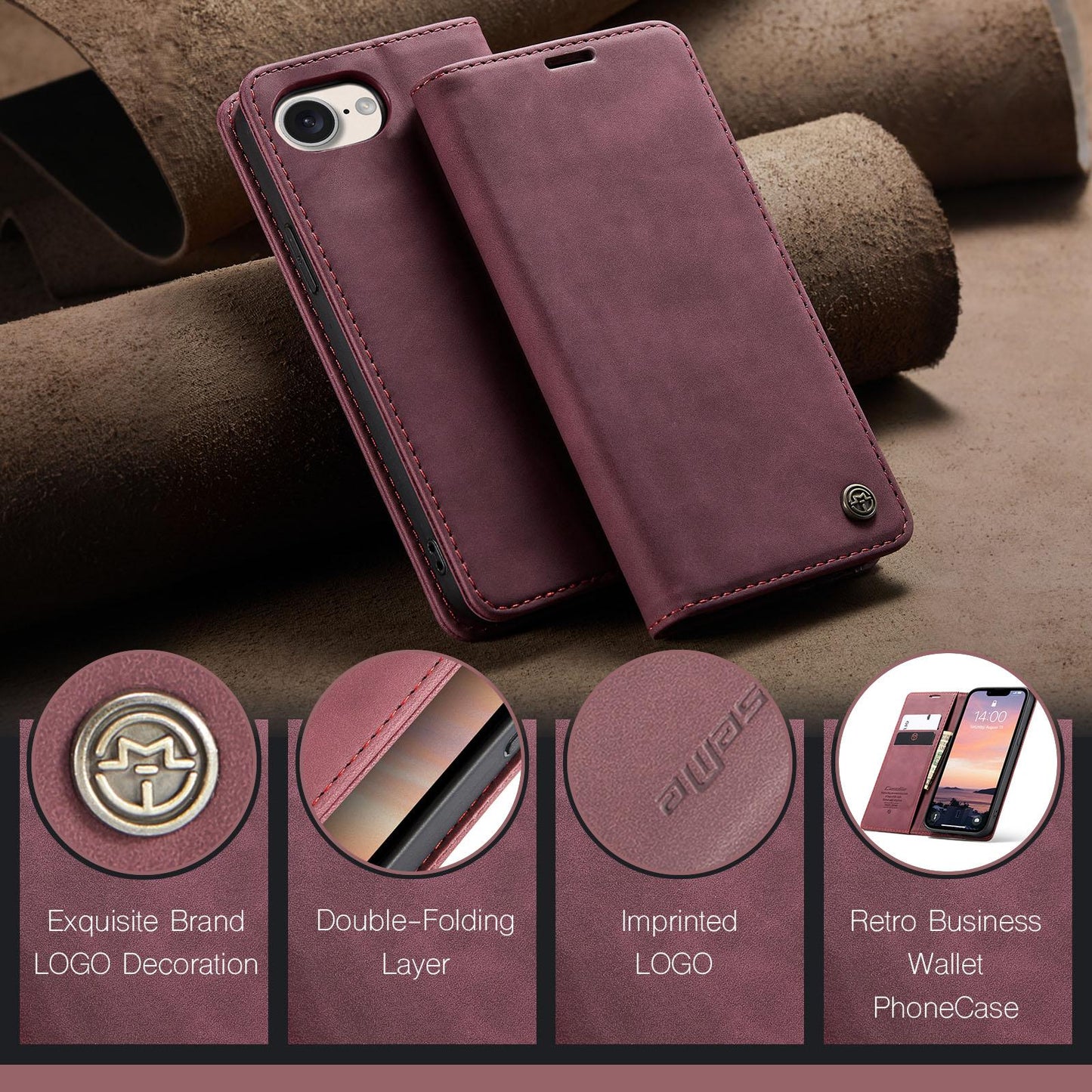 For iPhone 16e CaseMe 013 Multifunctional Horizontal Flip Leather Phone Case(Red)