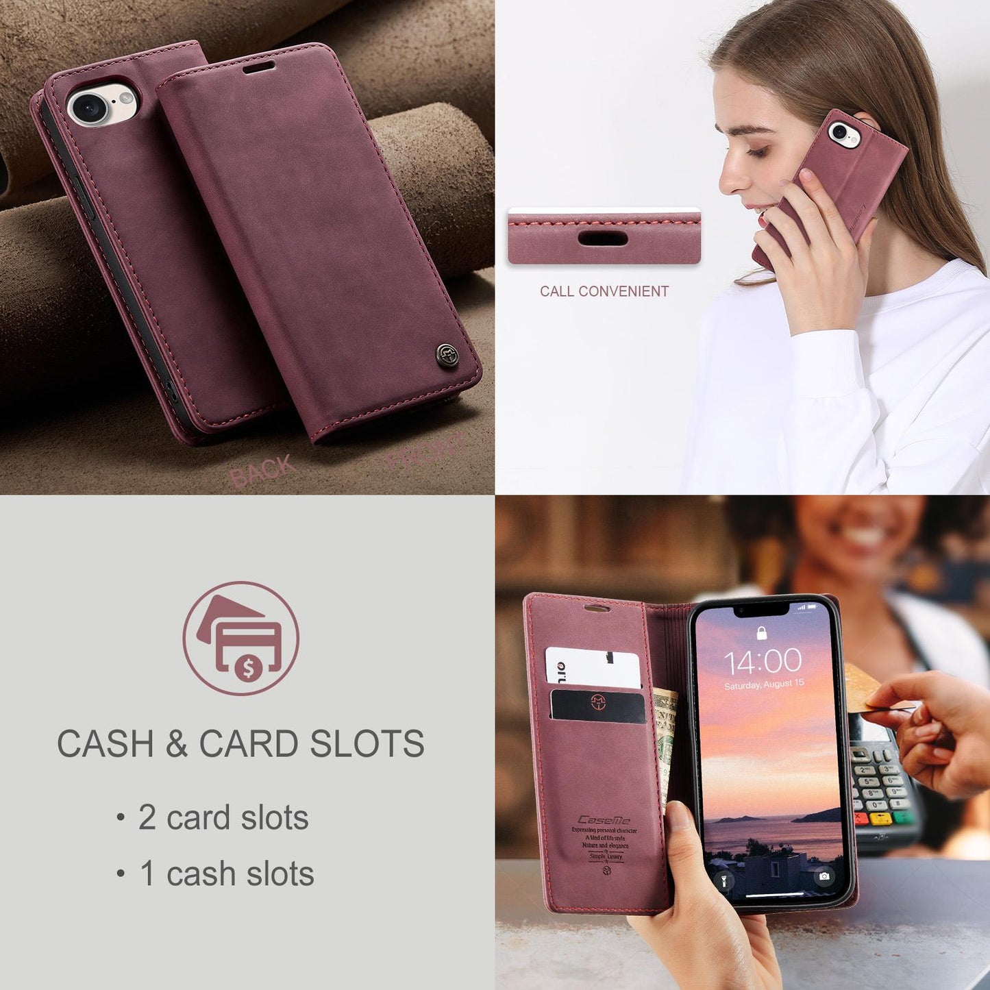 For iPhone 16e CaseMe 013 Multifunctional Horizontal Flip Leather Phone Case(Red)
