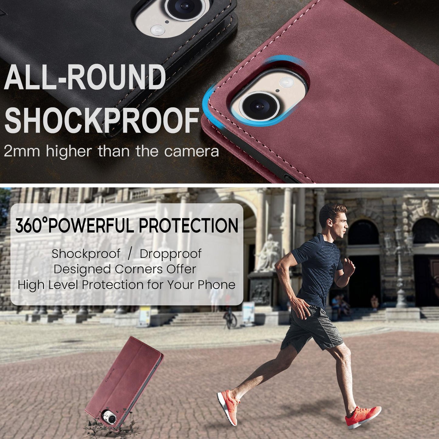 For iPhone 16e CaseMe 013 Multifunctional Horizontal Flip Leather Phone Case(Red)