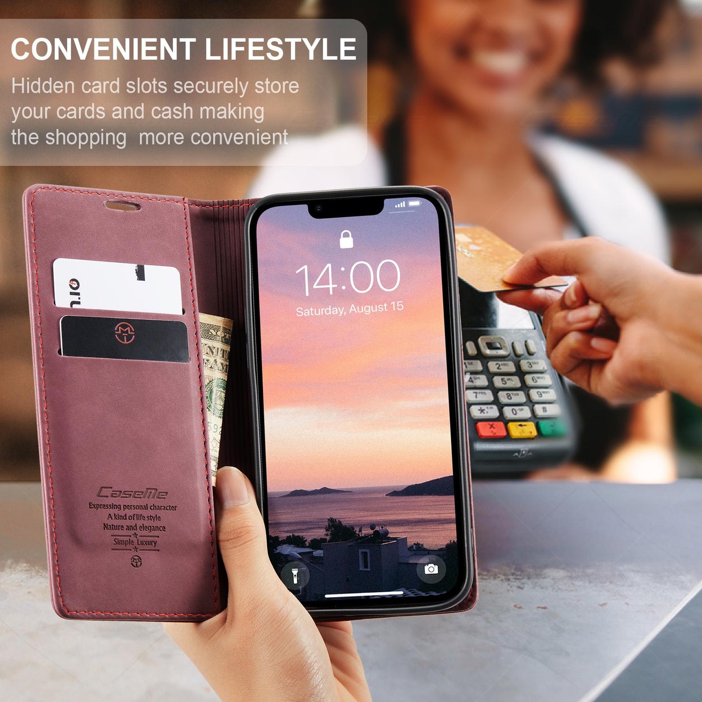 For iPhone 16e CaseMe 013 Multifunctional Horizontal Flip Leather Phone Case(Red)