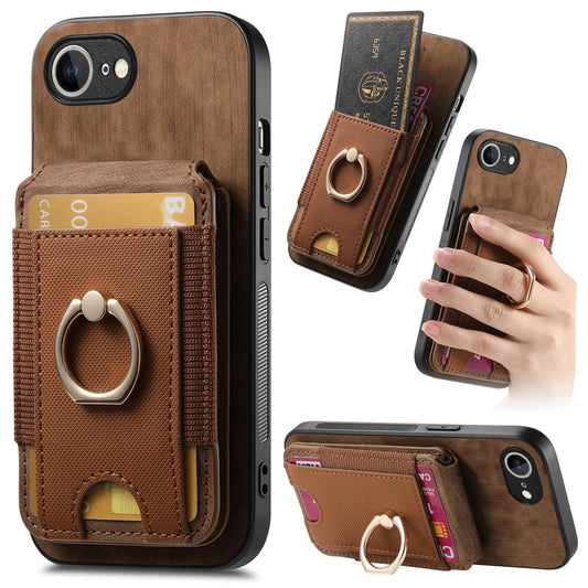 For iPhone 16e Retro Splitable Magnetic Stand Card Bag Leather Phone Case(Brown)