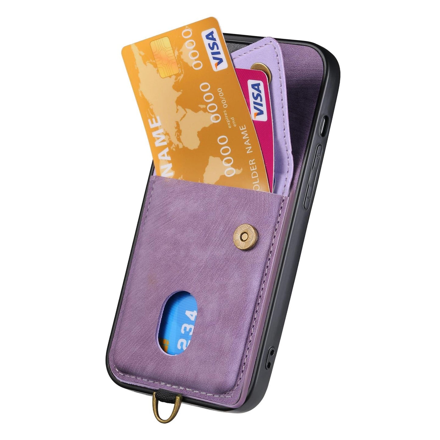 For iPhone 16e Retro Card Wallet Fold Leather Phone Case with Strap(Purple)