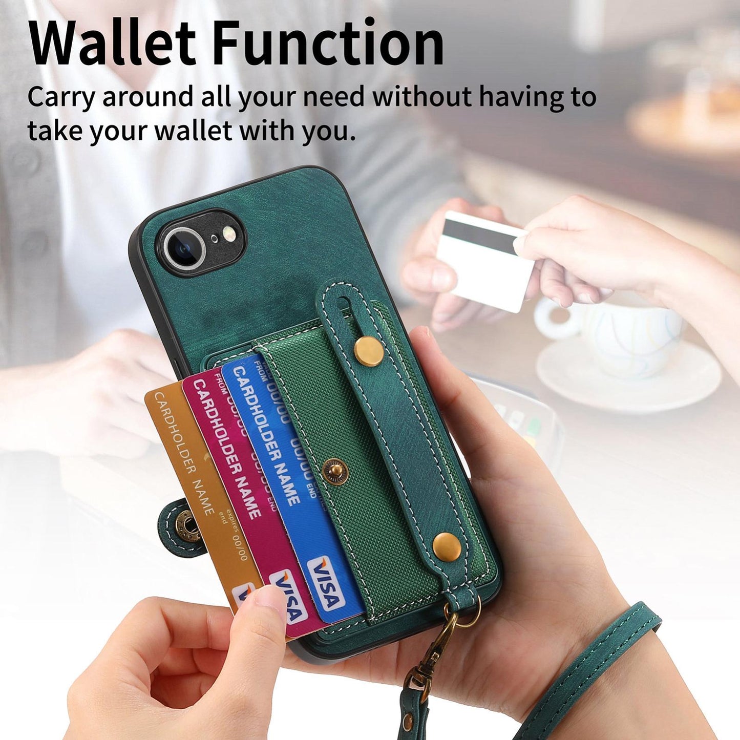 For iPhone 16e Retro Cross Wristband Wallet Leather Back Phone Case(Green)