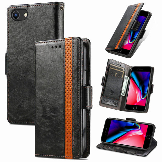 For iPhone 16e CaseNeo Splicing Dual Magnetic Buckle Leather Phone Case(Black)