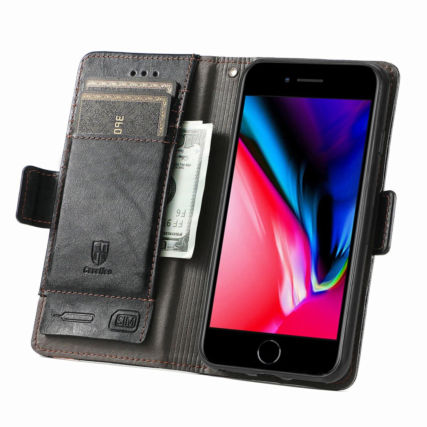 For iPhone 16e CaseNeo Splicing Dual Magnetic Buckle Leather Phone Case(Black)